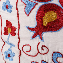 Load image into Gallery viewer, Blue and Red Embroidered Cotton and Viscose Pillow Shawl - Garden Dream | NOVICA