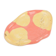 Load image into Gallery viewer, Yellow and Orange Plaster Catchall and Tray Set (3 Pieces) - Sunny Life | NOVICA