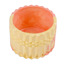 Load image into Gallery viewer, Yellow and Orange Plaster Catchall and Tray Set (3 Pieces) - Sunny Life | NOVICA
