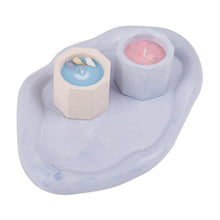 Load image into Gallery viewer, Purple Plaster Tealight Candleholder and Tray Set (3 Pieces) - Purple Fragrance | NOVICA
