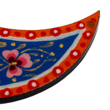 Load image into Gallery viewer, Lacquered Hand-Painted Papier Mache Crescent Moon Magnet - Spectacular Crescent | NOVICA