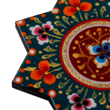 Load image into Gallery viewer, Lacquered Hand-Painted Papier Mache Floral Star Magnet - Floral Star | NOVICA