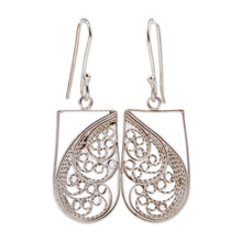 Load image into Gallery viewer, Rectangular Sterling Silver Filigree Dangle Earrings - Fairy Window | NOVICA