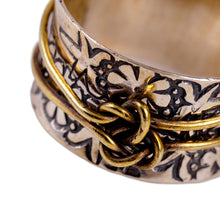 Load image into Gallery viewer, Floral Sterling Silver Band Ring with Luminous Ribbon - Spring Present | NOVICA