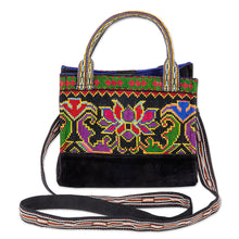Load image into Gallery viewer, Viscose Sling Bag with Classic Floral Embroidered Pattern - Grace in Uzbekistan | NOVICA