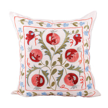 Load image into Gallery viewer, Green, Red and Blue Embroidered Cotton Pillow Sham - Bewitched Forest | NOVICA