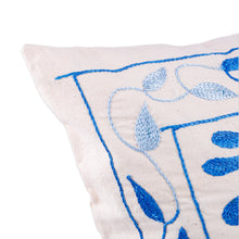 Load image into Gallery viewer, Pomegranate Embroidered Blue Cotton and Viscose Pillow Sham - Oath of Commitment | NOVICA