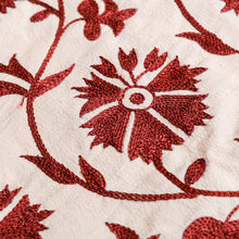 Load image into Gallery viewer, Traditional Embroidered Red Cotton and Viscose Table Runner - Romantic Treat | NOVICA