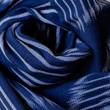 Load image into Gallery viewer, Hand-Woven Fringed Cotton Ikat Scarf in Blue with Stripes - Electric Blue | NOVICA