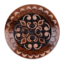 Load image into Gallery viewer, Round Wood Mini Jewelry Box with Hand-Carved Cross Motif - Majestic Cross | NOVICA