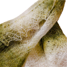Load image into Gallery viewer, Handwoven Soft 100% Cashmere Wool Scarf in Green and White - Nature's Act | NOVICA