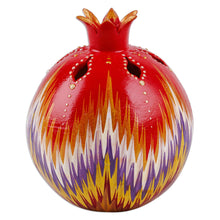 Load image into Gallery viewer, Painted Pomegranate-Shaped Porcelain Tealight Candleholder - Light of Passion | NOVICA