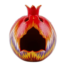 Load image into Gallery viewer, Painted Pomegranate-Shaped Porcelain Tealight Candleholder - Light of Passion | NOVICA