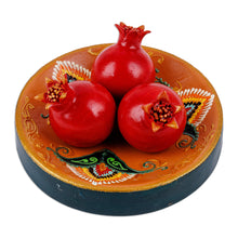 Load image into Gallery viewer, Painted Faience Pomegranate and Plate Porcelain Home Accent - Passion Dinner | NOVICA