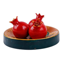 Load image into Gallery viewer, Painted Faience Pomegranate and Plate Porcelain Home Accent - Passion Dinner | NOVICA