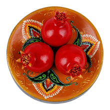 Load image into Gallery viewer, Painted Faience Pomegranate and Plate Porcelain Home Accent - Passion Dinner | NOVICA
