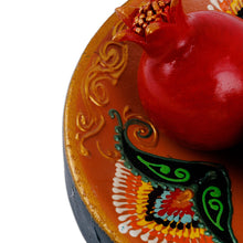 Load image into Gallery viewer, Painted Faience Pomegranate and Plate Porcelain Home Accent - Passion Dinner | NOVICA
