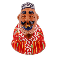 Load image into Gallery viewer, Hand-Painted Faience Red Porcelain Figurine from Uzbekistan - Red Afandi | NOVICA