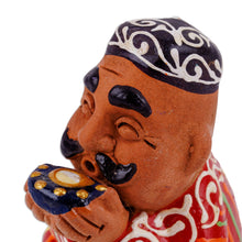 Load image into Gallery viewer, Hand-Painted Faience Red Porcelain Figurine from Uzbekistan - Red Afandi | NOVICA