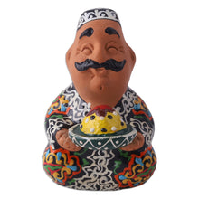 Load image into Gallery viewer, Hand-Painted Faience Black and White Porcelain Figurine - Elegant Afandi | NOVICA