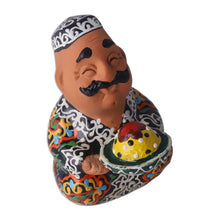 Load image into Gallery viewer, Hand-Painted Faience Black and White Porcelain Figurine - Elegant Afandi | NOVICA
