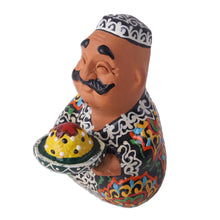 Load image into Gallery viewer, Hand-Painted Faience Black and White Porcelain Figurine - Elegant Afandi | NOVICA