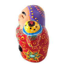 Load image into Gallery viewer, Woman in Red with Bread Handmade Uzbek Porcelain Figurine - Uzbek Hearth | NOVICA