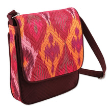 Load image into Gallery viewer, Quilted Shoulder Bag with Ikat Patterns and Adjustable Strap - Ikat Summer Beauty | NOVICA