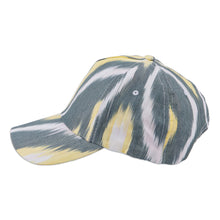 Load image into Gallery viewer, Handmade Ikat Patterned Grey and Yellow Cotton Baseball Cap - Intrepid Yellow | NOVICA