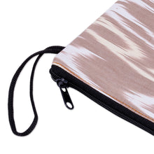 Load image into Gallery viewer, Beige and White Ikat Patterned Cotton Zippered Cosmetic Bag - Ikat Tenderness | NOVICA