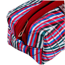 Load image into Gallery viewer, Striped Ikat Cosmetic Bag with Handle and Brass Zipper - Stripes of Joy | NOVICA