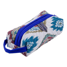 Load image into Gallery viewer, Handmade Uzbek Ikat Cotton Cosmetic Bag with Handle - Hypnotic Patterns | NOVICA
