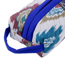 Load image into Gallery viewer, Handmade Uzbek Ikat Cotton Cosmetic Bag with Handle - Hypnotic Patterns | NOVICA