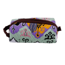 Load image into Gallery viewer, Handmade Cotton Cosmetic Bag with Handle and Ikat Patterns - Dreamy Designs | NOVICA