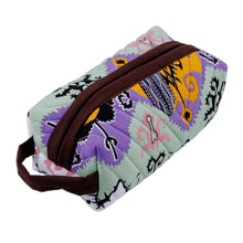 Load image into Gallery viewer, Handmade Cotton Cosmetic Bag with Handle and Ikat Patterns - Dreamy Designs | NOVICA