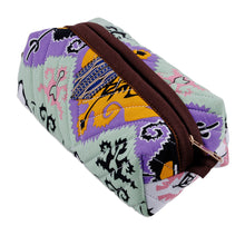 Load image into Gallery viewer, Handmade Cotton Cosmetic Bag with Handle and Ikat Patterns - Dreamy Designs | NOVICA