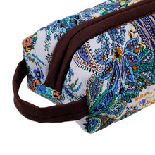Load image into Gallery viewer, Handcrafted Floral Ikat Cotton Cosmetic Bag with Handle - Gorgeous Garden | NOVICA