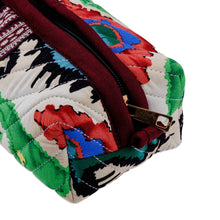 Load image into Gallery viewer, Handmade Ikat Cotton Cosmetic Bag with Handle & Brass Zipper - Vibrant Colors | NOVICA