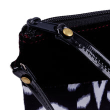 Load image into Gallery viewer, Black and White Wristlet with Ikat Accent from Uzbekistan - Glam Flair | NOVICA
