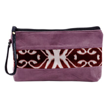 Load image into Gallery viewer, Purple Wristlet with Ikat Accent Handcrafted in Uzbekistan - Glam Radiance | NOVICA