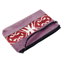 Load image into Gallery viewer, Purple Wristlet with Ikat Accent Handcrafted in Uzbekistan - Glam Radiance | NOVICA