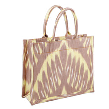 Load image into Gallery viewer, Handcrafted Ikat Cotton Tote Bag in Brown and Yellow - Splendorous Flair | NOVICA