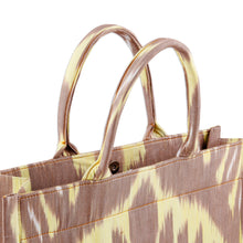 Load image into Gallery viewer, Handcrafted Ikat Cotton Tote Bag in Brown and Yellow - Splendorous Flair | NOVICA