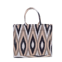 Load image into Gallery viewer, Handcrafted Ikat Cotton Tote Bag in Brown Black and White - Splendorous Style | NOVICA
