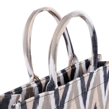 Load image into Gallery viewer, Handcrafted Ikat Cotton Tote Bag in Brown Black and White - Splendorous Style | NOVICA