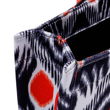 Load image into Gallery viewer, Handcrafted Tote Bag with Ikat Motifs in Black Red and White - Splendorous Vibrancy | NOVICA
