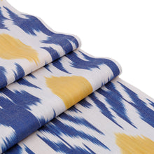 Load image into Gallery viewer, Ikat-Patterned Daisy-Themed Blue and White Cotton Scarf - Daisy Day | NOVICA