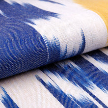 Load image into Gallery viewer, Ikat-Patterned Daisy-Themed Blue and White Cotton Scarf - Daisy Day | NOVICA