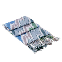 Load image into Gallery viewer, Chevron-Inspired Handmade Colorful Fringed Cotton Ikat Scarf - Rays of Grace | NOVICA