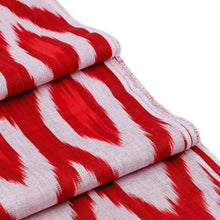 Load image into Gallery viewer, Peacock-Patterned Red and White Fringed Cotton Ikat Scarf - Cherry Plumage | NOVICA